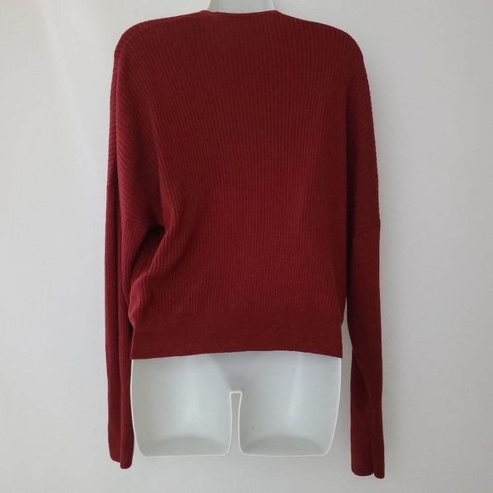 Leith?Burgundy?Wrap Style Ribbed Sweater L - Picture 2 of 8